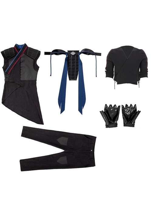 Shang-Chi And The Legend Of The Ten Rings Wen Wu Black Battle Suit Halloween Cosplay Costume Full Set