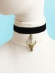 Retro Fashion Simple Bronze Bull Head Flower Black Velvet Rope Female Short Necklace