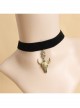 Retro Fashion Simple Bronze Bull Head Flower Black Velvet Rope Female Short Necklace