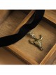 Retro Fashion Simple Bronze Bull Head Flower Black Velvet Rope Female Short Necklace