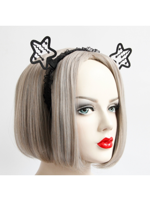 Retro Fashion Sexy Female Birthday Christmas Halloween Party Black Star Lace Headband