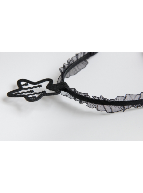 Retro Fashion Sexy Female Birthday Christmas Halloween Party Black Star Lace Headband