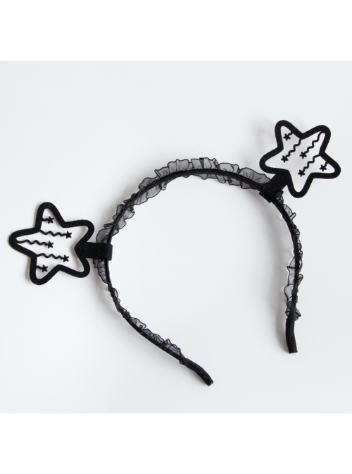 Retro Fashion Sexy Female Birthday Christmas Halloween Party Black Star Lace Headband