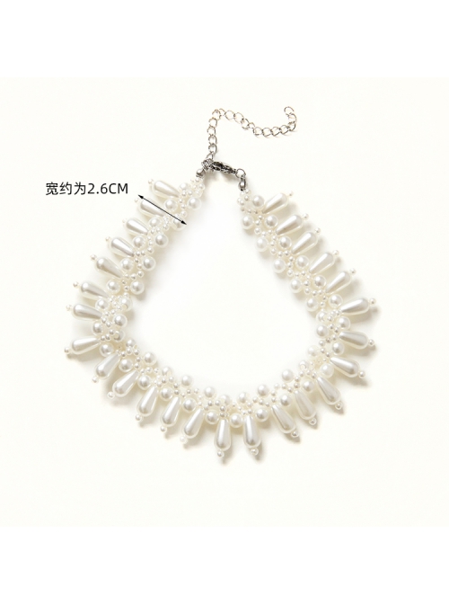 Fashion Elegant Baroque White Imitation Pearl Sexy Handmade Female Short Necklace