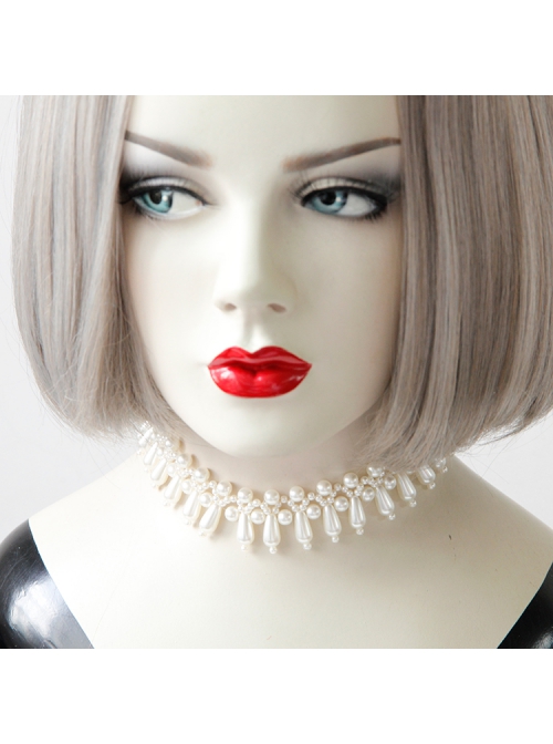Fashion Elegant Baroque White Imitation Pearl Sexy Handmade Female Short Necklace