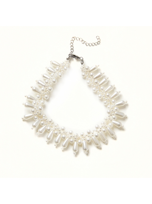Fashion Elegant Baroque White Imitation Pearl Sexy Handmade Female Short Necklace