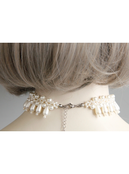 Fashion Elegant Baroque White Imitation Pearl Sexy Handmade Female Short Necklace