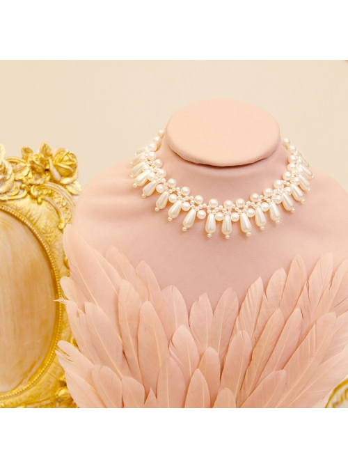 Fashion Elegant Baroque White Imitation Pearl Sexy Handmade Female Short Necklace