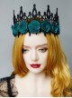 Halloween retro fashion gothic blue flowers black crown princess adult prom party hairband