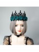Halloween retro fashion gothic blue flowers black crown princess adult prom party hairband