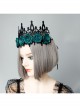 Halloween retro fashion gothic blue flowers black crown princess adult prom party hairband
