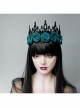 Halloween retro fashion gothic blue flowers black crown princess adult prom party hairband