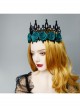 Halloween retro fashion gothic blue flowers black crown princess adult prom party hairband
