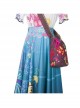 Encanto Mirabel Cute Printing Blue Long Skirt Suit Halloween Cosplay Costume Full Set