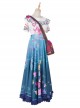 Encanto Mirabel Cute Printing Blue Long Skirt Suit Halloween Cosplay Costume Full Set