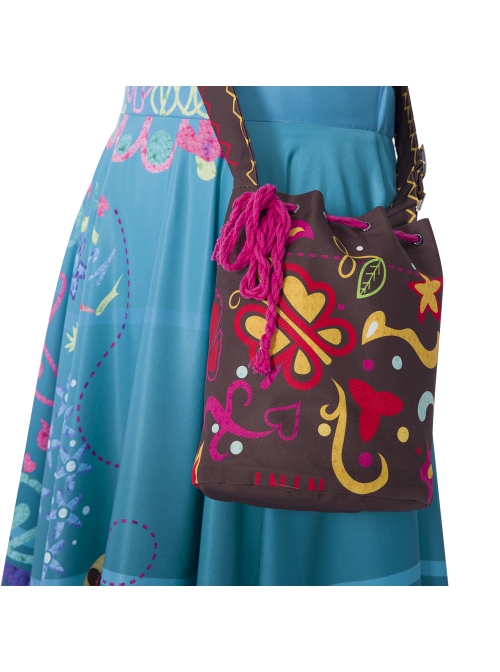 Encanto Mirabel Cute Printing Blue Long Skirt Suit Halloween Cosplay Costume Full Set