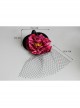 Retro Fashion Gothic Red Flowers Black Mesh Halloween Christmas Female Witch Hat
