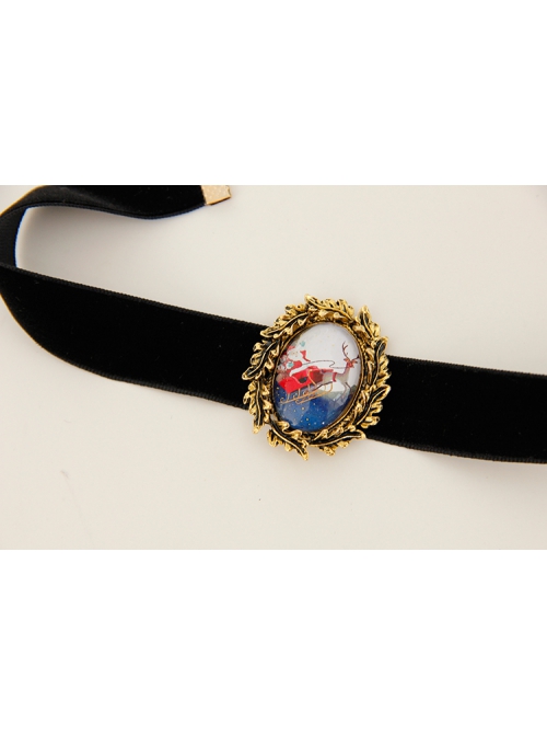 Simple Christmas Female Fashion Retro Personality Black Velvet Short Necklace