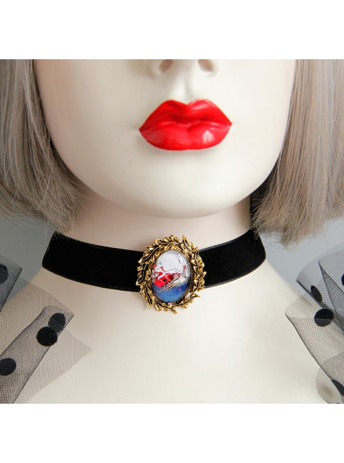 Simple Christmas Female Fashion Retro Personality Black Velvet Short Necklace