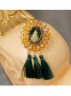 Christmas Retro Fashion Yellow Crystal Green Tassel Christmas Tree Female Brooch