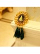 Christmas Retro Fashion Yellow Crystal Green Tassel Christmas Tree Female Brooch