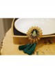 Christmas Retro Fashion Yellow Crystal Green Tassel Christmas Tree Female Brooch