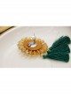 Christmas Retro Fashion Yellow Crystal Green Tassel Christmas Tree Female Brooch