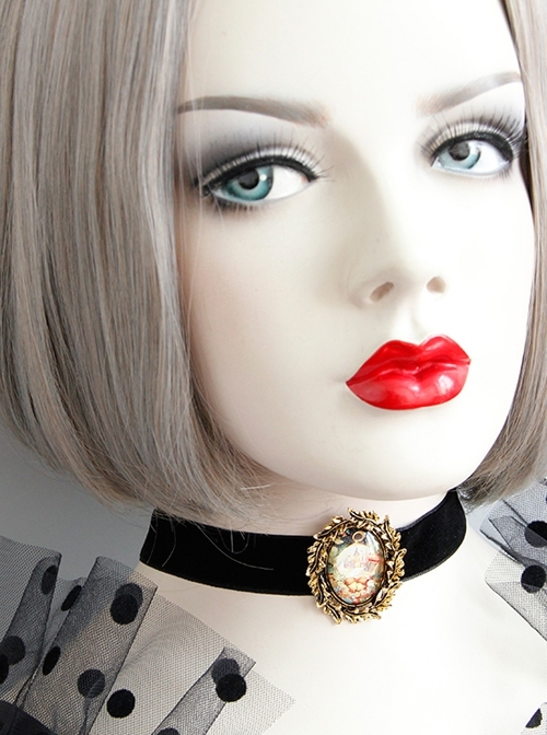 Christmas Retro Fashion Baroque Castle Black Velvet Rope Female Choker