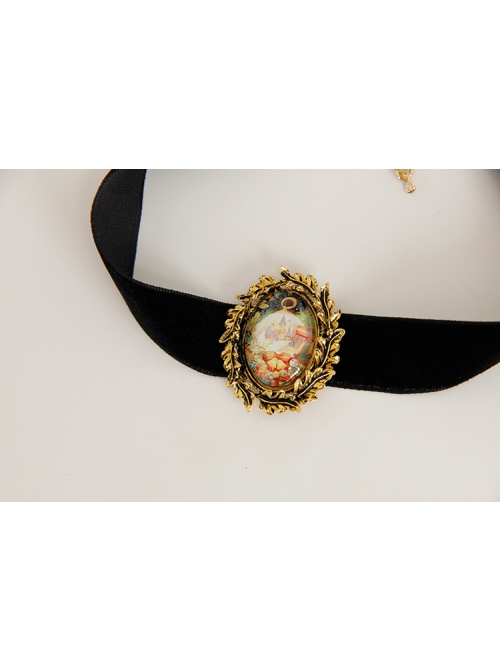 Christmas Retro Fashion Baroque Castle Black Velvet Rope Female Choker