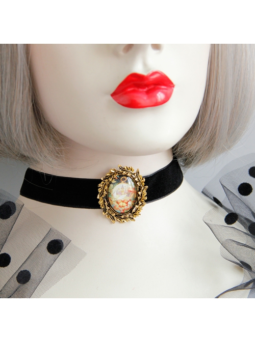 Christmas Retro Fashion Baroque Castle Black Velvet Rope Female Choker