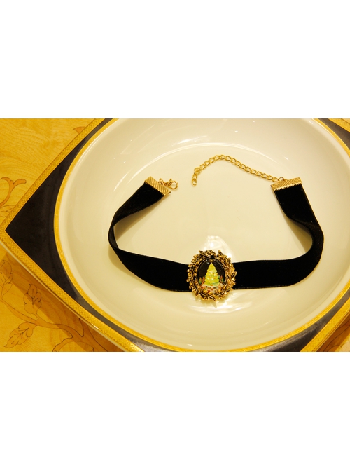 Retro Christmas Tree Wild Fashion Christmas Black Velvet Rope Female Short Necklace