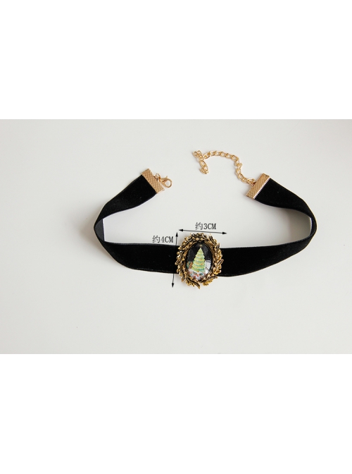 Retro Christmas Tree Wild Fashion Christmas Black Velvet Rope Female Short Necklace