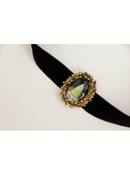 Retro Christmas Tree Wild Fashion Christmas Black Velvet Rope Female Short Necklace