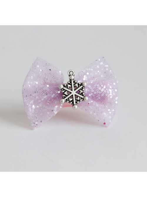 Fashion Cute Snowflake Purple Bow Girl Child Baby Cloth Small Hairpin