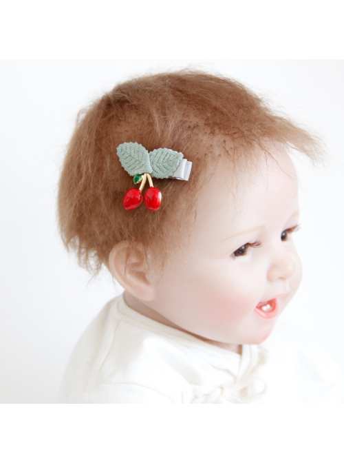 Fashion Children Green Leaves Red Cherry All-Inclusive Sides Female Baby Cute Hairpin