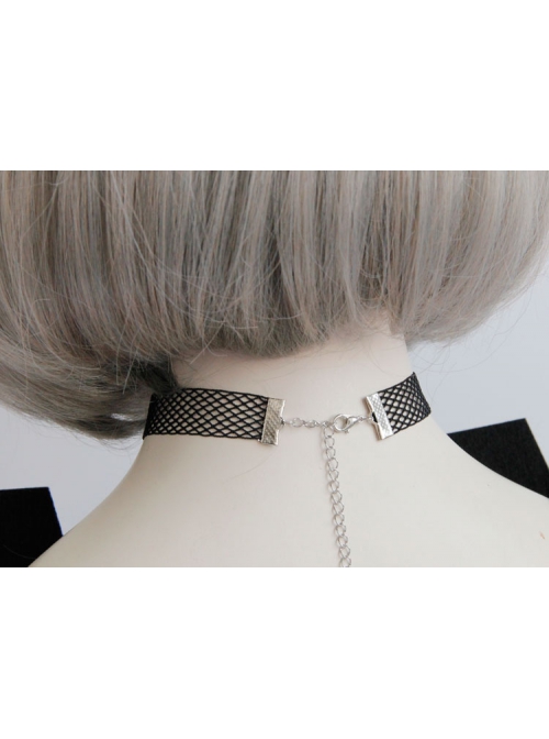 Fashion Retro Personality Simple Female Black Mesh Letter Collar