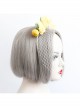 Fashion Retro Personality Bride Yellow Fabric Flower White Veil Female Headband