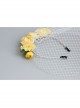 Fashion Retro Personality Bride Yellow Fabric Flower White Veil Female Headband