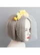 Fashion Retro Personality Bride Yellow Fabric Flower White Veil Female Headband
