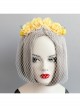 Fashion Retro Personality Bride Yellow Fabric Flower White Veil Female Headband
