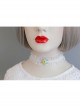 Fashion Sweet Girl Cute Blue Flowers White Lace Bride Female Collar