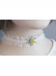 Fashion Sweet Girl Cute Blue Flowers White Lace Bride Female Collar