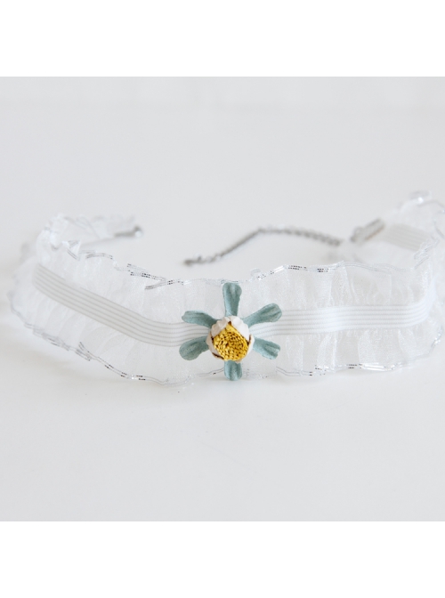 Fashion Sweet Girl Cute Blue Flowers White Lace Bride Female Collar