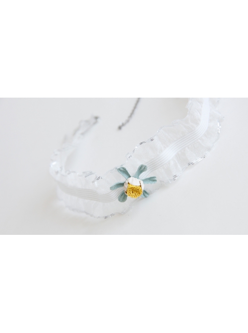 Fashion Sweet Girl Cute Blue Flowers White Lace Bride Female Collar