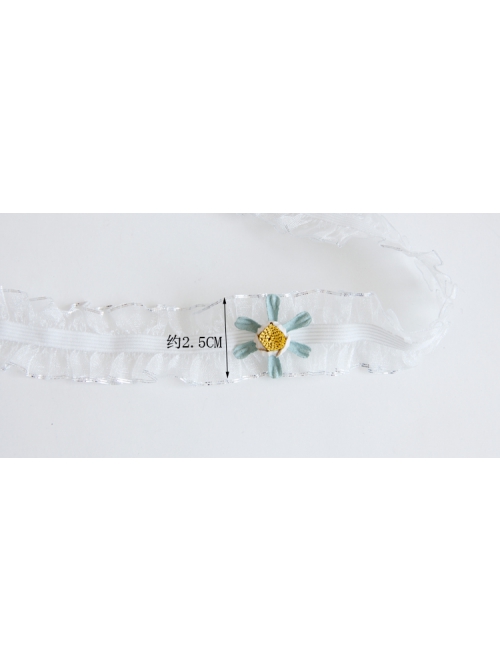 Fashion Sweet Girl Cute Blue Flowers White Lace Bride Female Collar
