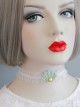 Seaside Travel Fashion White Fabric Blue Shell Pearl Lace Female Elastic Collar
