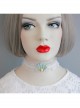 Seaside Travel Fashion White Fabric Blue Shell Pearl Lace Female Elastic Collar