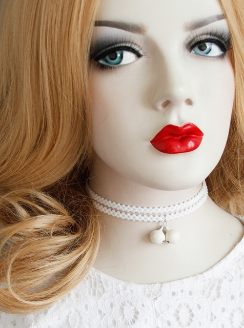 White Bells Double-Layer Retro Simple And Stylish Personality Female Elastic Collar