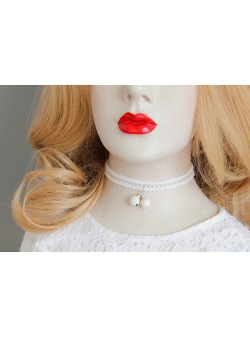 White Bells Double-Layer Retro Simple And Stylish Personality Female Elastic Collar