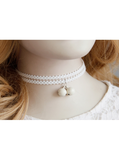 White Bells Double-Layer Retro Simple And Stylish Personality Female Elastic Collar
